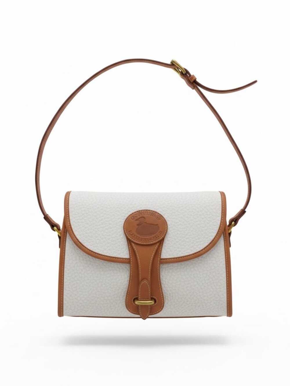 Vintage Dooney and Bourke All Weather Leather Cream Flap top crossbody